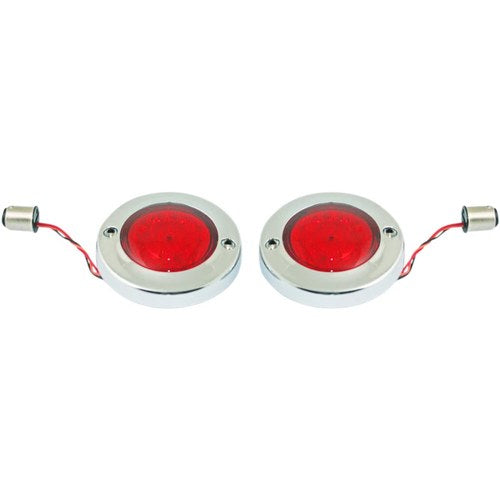 Custom Dynamics LED Flat Turn Signals, 1156, Chrome, Red Lens | PB-FB-R-1156CR