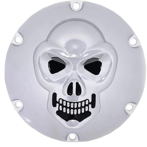 Drag Specialties Skull Derby Cover - Chrome - 6 Hole | 33-0067SKD