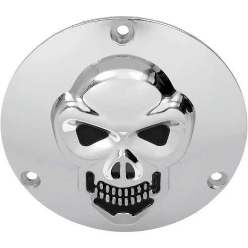 Drag Specialties Skull Derby Cover - Chrome - 3 Hole | 33-0061-PC