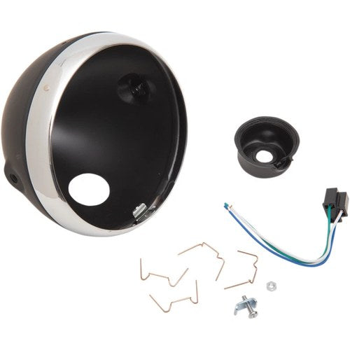 Emgo 7" Lucas Style Headlight Shell - Black | 66-65068