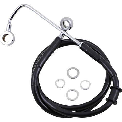 Drag Specialties Brake Line - 15-17 Softail - Black +10" | 618302-10BLK