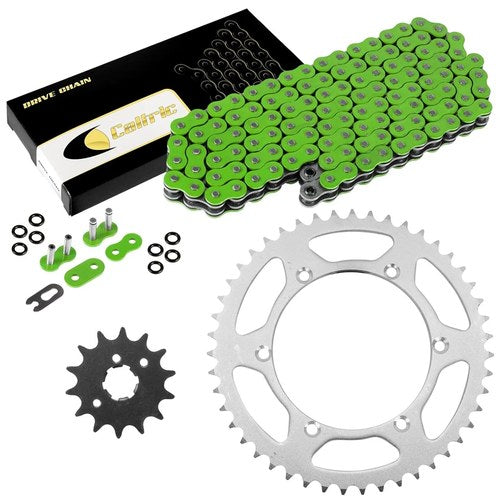 Green O-Ring Drive Chain & Sprocket Kit for Kawasaki KX250 1987-89 KX500 87-04