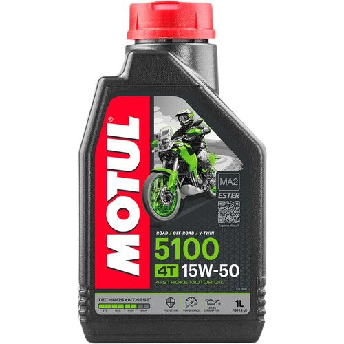 Motul 5100 4T Semi-Synthetic 4-Stroke Motor Oil | 15W-50 | 1 Quart | 108090