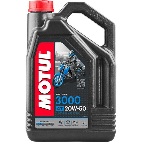 Motul 3000 4T Mineral Based 4-Stroke Motorcycle Motor Oil | 20W-50 | 1 Gallon