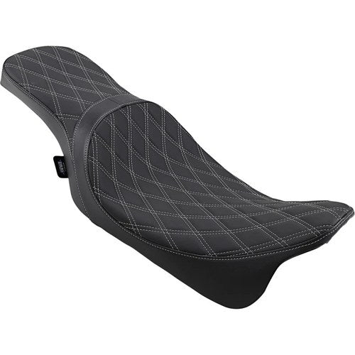 Drag Specialties Predator 2-Up Seat - Diamond Solar Leather (Blk/Slv) 0801-1271