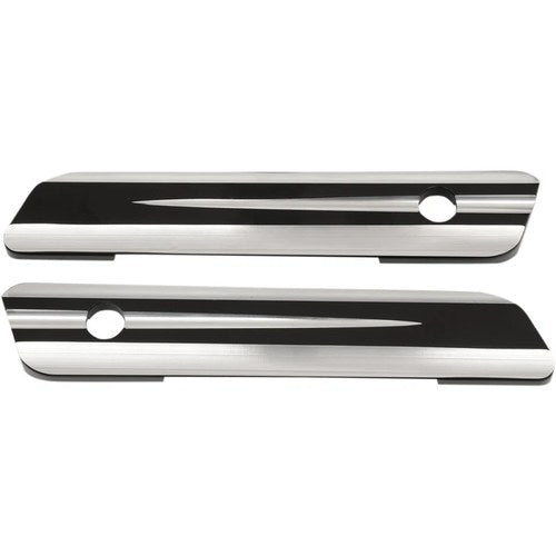 Drag Specialties Saddlebag Hinge Covers (Black / Chrome) Pair | S77-0149B