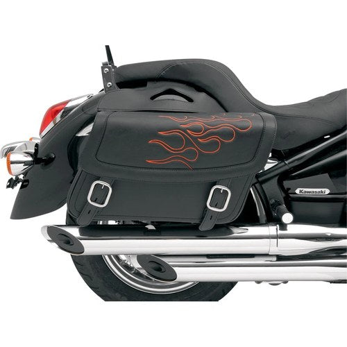 Saddlemen Highwayman Tattoo Saddlebags Flame (Black/Orange) Large | X021-05-0416