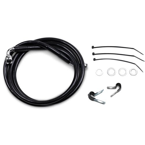 Drag Specialties +10" Brake Line - Front - Black Vinyl - Fxd 00-5 | 640112-10BLK