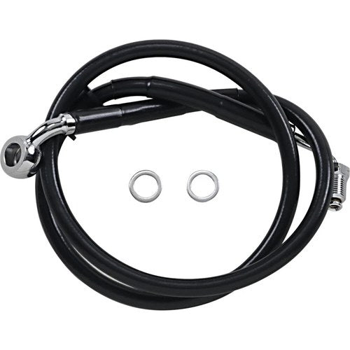 Drag Specialties Brake Line - 18- Softail - Black +8" | 618604-8BLK