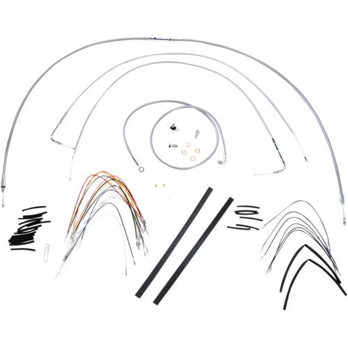 Burly Brand Complete Stainless Braided Handlebar Cable/Brake Line Kit | B30-1052