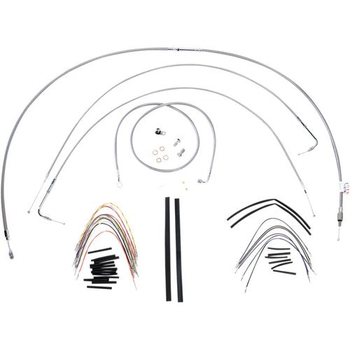 Burly Brand Complete Stainless Braided Handlebar Cable/Brake Line Kit | B30-1055