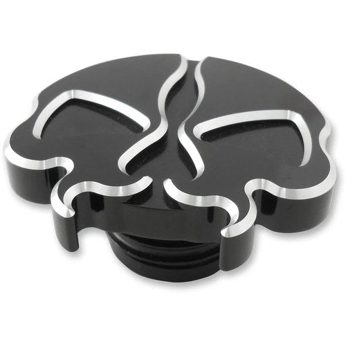 Drag Specialties Split Skull Gas Cap - Black - Non-Vented | 78049BB2