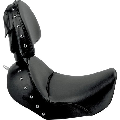 Saddlemen Heels Down Solo Seat - Studded - Backrest - Dyna (Black) 806-04-0031