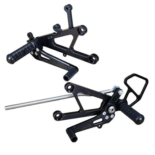 Yamaha 2003-05 YZF-R6 Woodcraft Racing Rearsets / Footpegs - Complete Kit Black