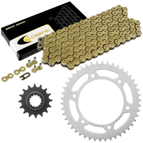 Drive Chain And Front Rear Sprockets Kit For Honda CBR600F4I 2001-2006 Gold