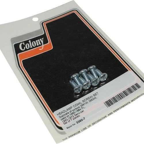 Colony Headlight Cowl Screw Set 2661W/2662W #3360-7 Harley Davidson
