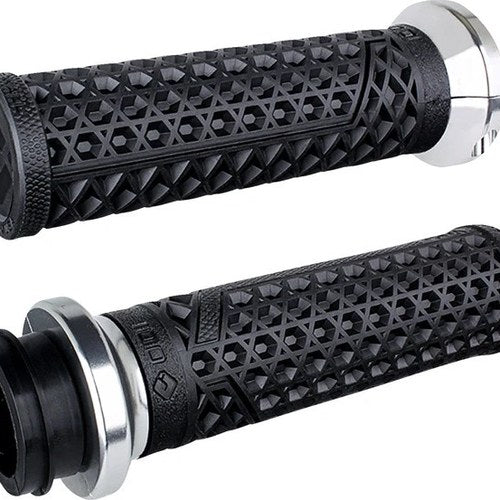 Odi Vans V-Twin Full Waffle Lock-On Grips 1" Black/Silver Clamp HD Tbw