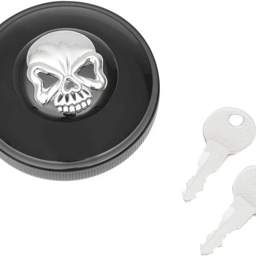 Drag Specialties Screw-In Locking Skull Gas Cap Vented Black/Chrome