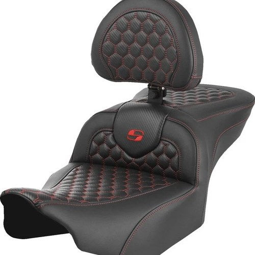 Saddlemen RoadSofa HC Ext. Reach Seat With Backrest Red Stitch #285008