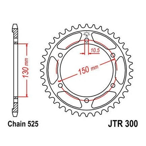 JT Steel Rear Sprocket 525 47T #JTR300.47 fits Honda XL600V Transalp 1989-1990