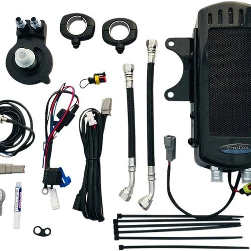 UltraCool Side to Down Tube Mount Oil Cooler Kit Black #SMSP-1G Harley Davidson