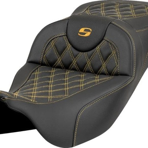 Saddlemen RoadSofa LS Extended Reach Seat Gold Stitch #808-07B-18407
