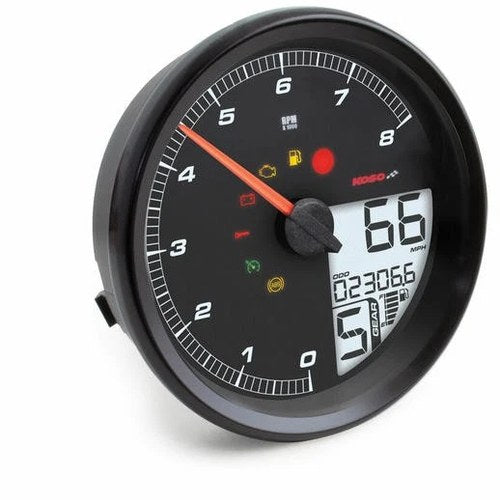 Koso HD-05 Multi-Function Meter Black/Red #BA072010 Harley Davidson