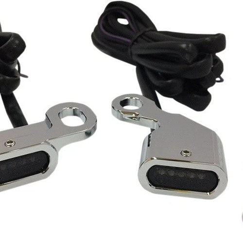 DS LED Handlebar Marker Lights Chrome Smoke Lens Harley Softail/Dyna/Sportster