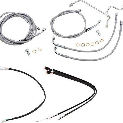 Burly Handlebar Cable/Line Kit for 16" Hangers w/o ABS Stainless #B30-1165