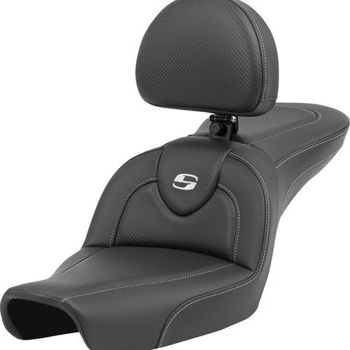 Saddlemen RoadSofa CF Seat With Backrest #284674 Harley Davidson Dyna