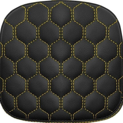 Saddlemen Honeycomb Gravestone Sissy Bar Pad Gold Stitch 7.5" W x 7.5" H