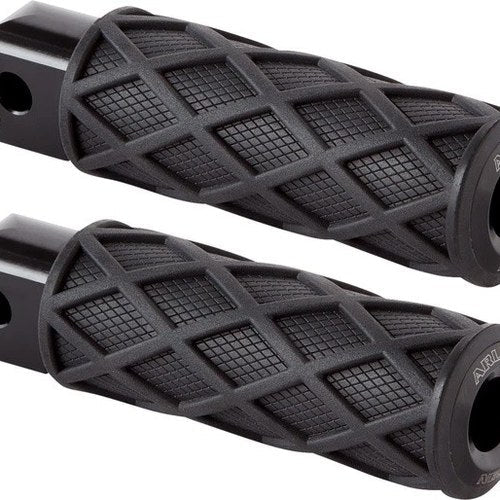 Arlen Ness Knurled Diamond Passenger Footpegs Black Harley Davidson Softail