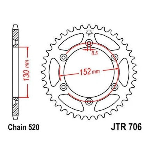 JT Steel Rear Sprocket 520 46T #JTR706.46 Aprilia Sxv 4.5/SXV 5.5 2006-2012
