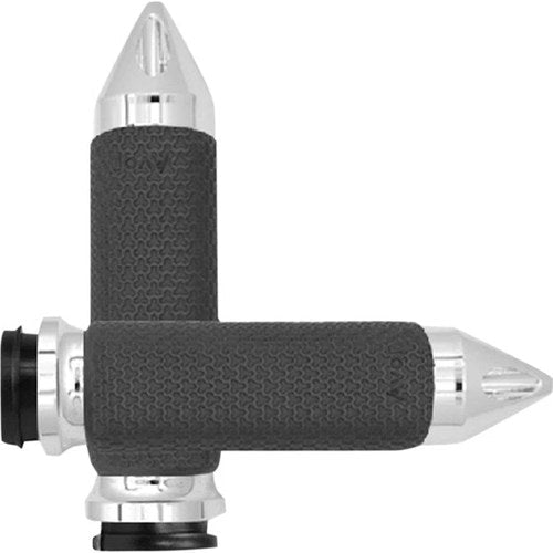 Avon Spike Memory Foam Grips for Throttle By Wire Large Chrome #MF-63B-CH-FL-SP