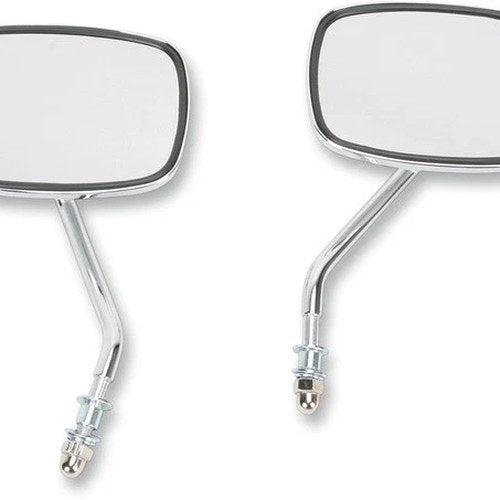 Emgo Screw-In 8mm Plain Face Mirror Set Short Stem Chrome Tinted Harley-Davidson