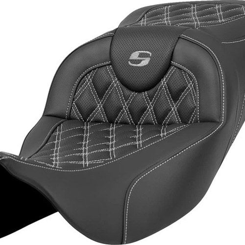 Saddlemen RoadSofa LS Ext. Reach Seat Silver Stitch #284785 Harley Davidson
