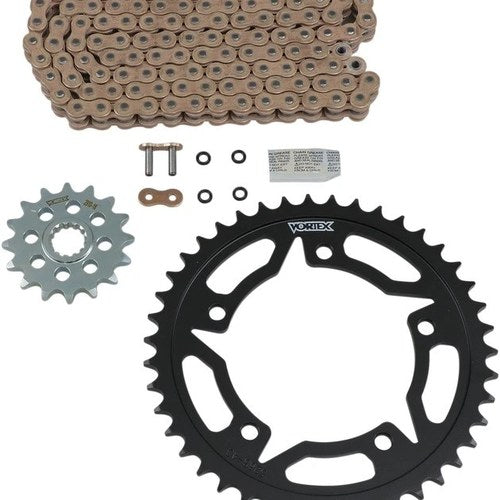 Vortex V3 Wss Chain/Sprocket Kit with Steel Rear Gold 16/43T 525SX3-114 CKG5130