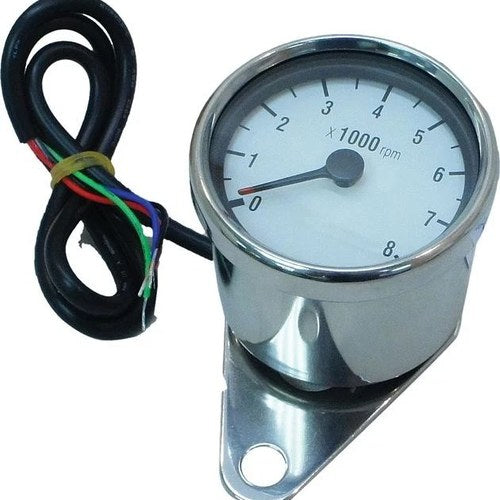 HardDrive Mini Tachometer 0-8000 rpm 12V 2.25"H 2.5"D White