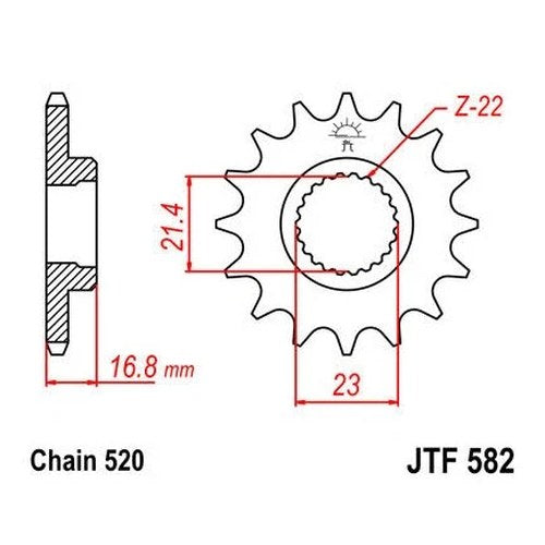 JT Front Sprocket 520 16T #JTF582.16 fits Yamaha XJ600S Seca II 1992-1998