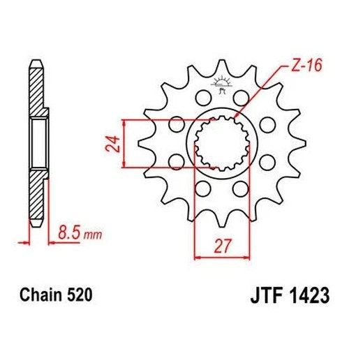 JT Front Sprocket 520 17T for Suzuki GSX-R1000 2009-2015
