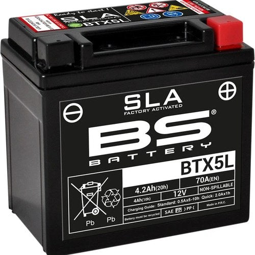 BS Battery Sla Factory Active Maintenance Free Battery BTX5L #300670 Motorcycle