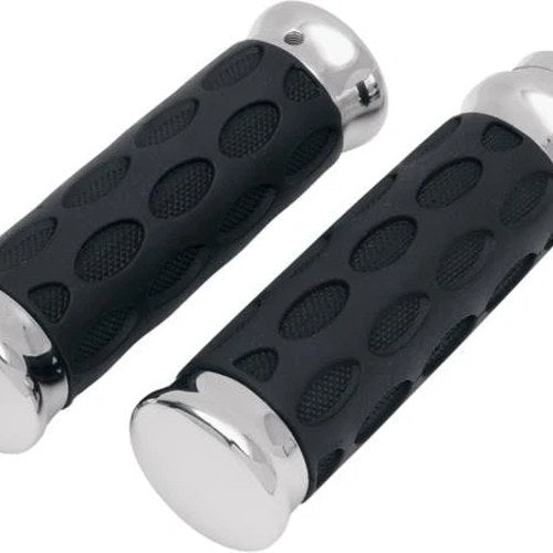 DS Hotop Custom Rubber Grips Chrome Harley Davidson 141781