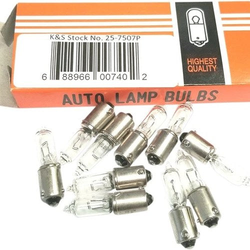 K&S Replacement Halogen Bulb For DOT Mini-Stalk Turn Signals S/F 21W Clear 10-Pk