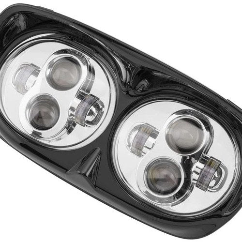 Letric Lighting Dual LED Headlight With Hi/Lo Beam 5.75" Black/Chrome LLC-LRH-BC