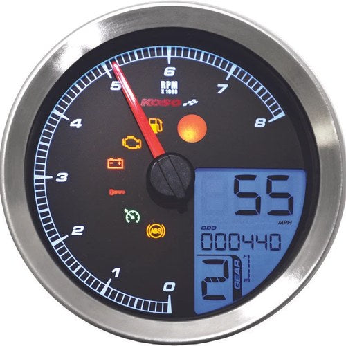 Koso HD-04 Electronic Speedometer/Tachometer Silver Harley Davidson Sportster