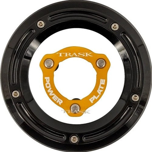 Trask Derby Cover/Power Plate Kit Black/Gold #TM-0051-BK-GD Harley Davidson