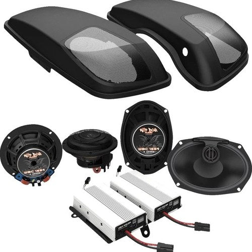 Hogtunes Wild Boar Audio Speaker/Amplifier Kit 2A 800W Black #WBA 800.4SG Kit
