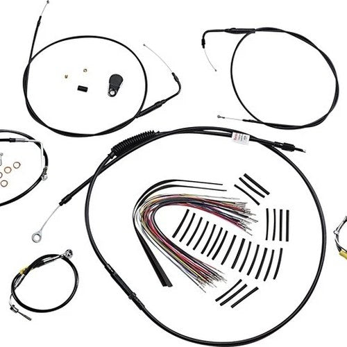 Burly Handlebar Cable/Line Kit for 15" Hangers w/o Cruise Black #B30-1291