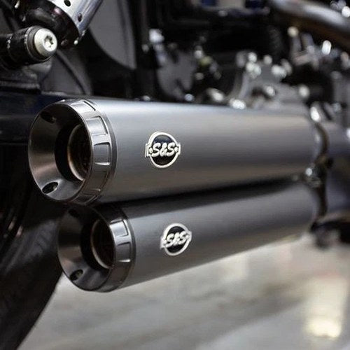 S&S Grand National Slip-On Mufflers Black #550-0725 Harley Davidson Dyna