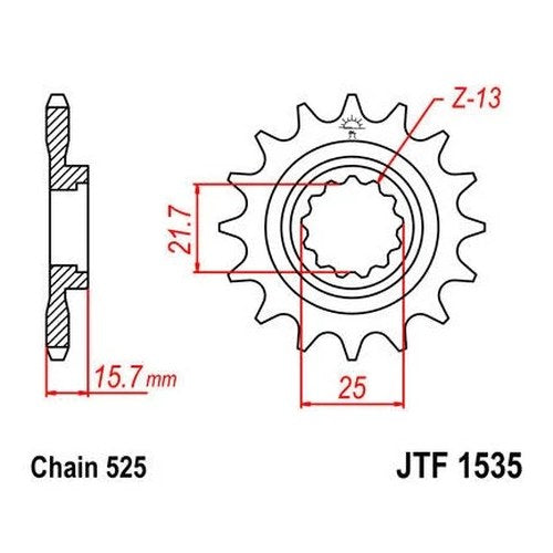 JT Front Sprocket 525 15T #JTF1535.15 for Kawasaki Ninja ZX-6R/ZZR600